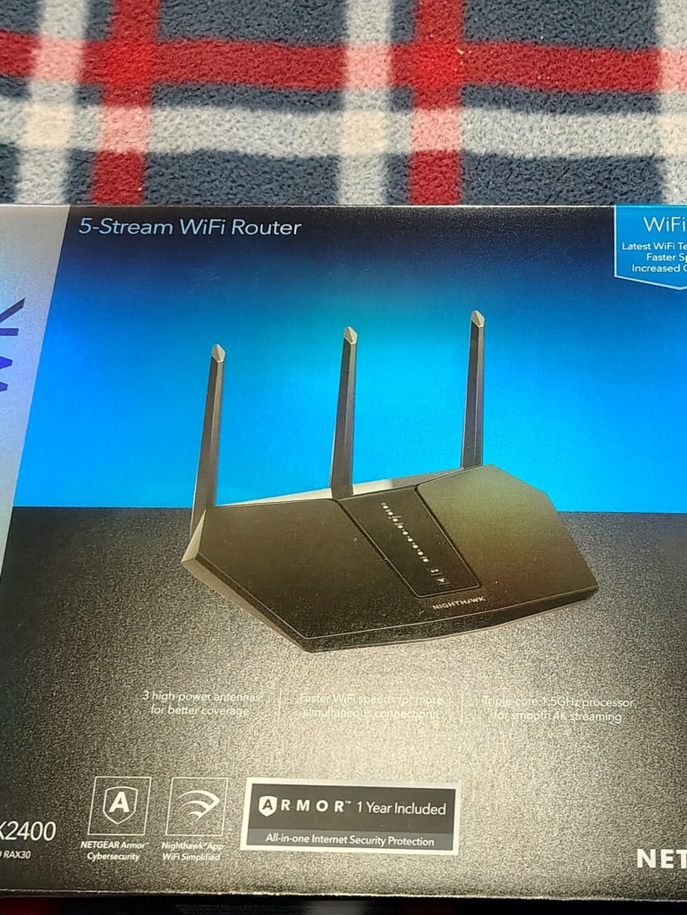Nighthawk AX2400 Model RAX30 5-Stream WiFi 6 Router Color Black